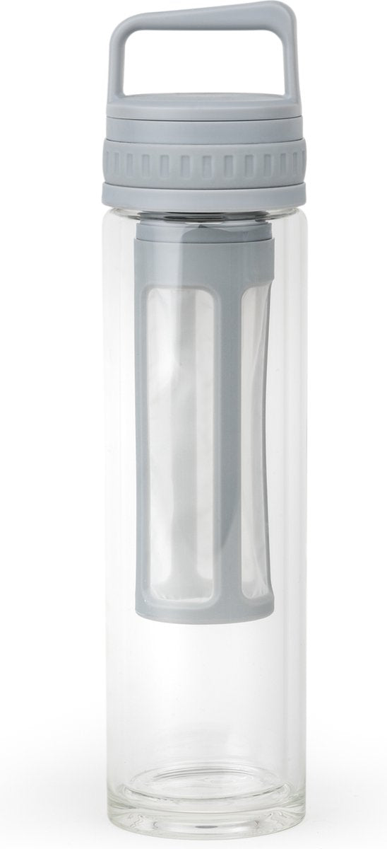 Leopold vienna - botella para beber moshi to-go cup termo - vidrio de doble pared - gris
