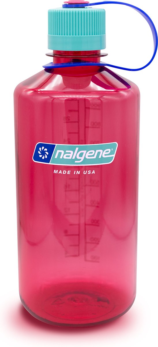 Nalgene - botella de boca estrecha - botella para beber - botella de agua - a prueba de fugas - 1000ml - libre de bpa - sostenido - magenta eléctrico