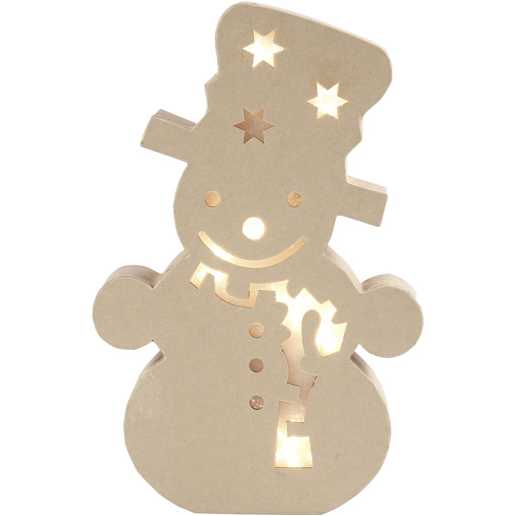 Figura de la empresa Creativ con luz, muñeco de nieve, al: 27 cm, fondo: 4 cm, ancho: 17,5 cm, 1 pieza
