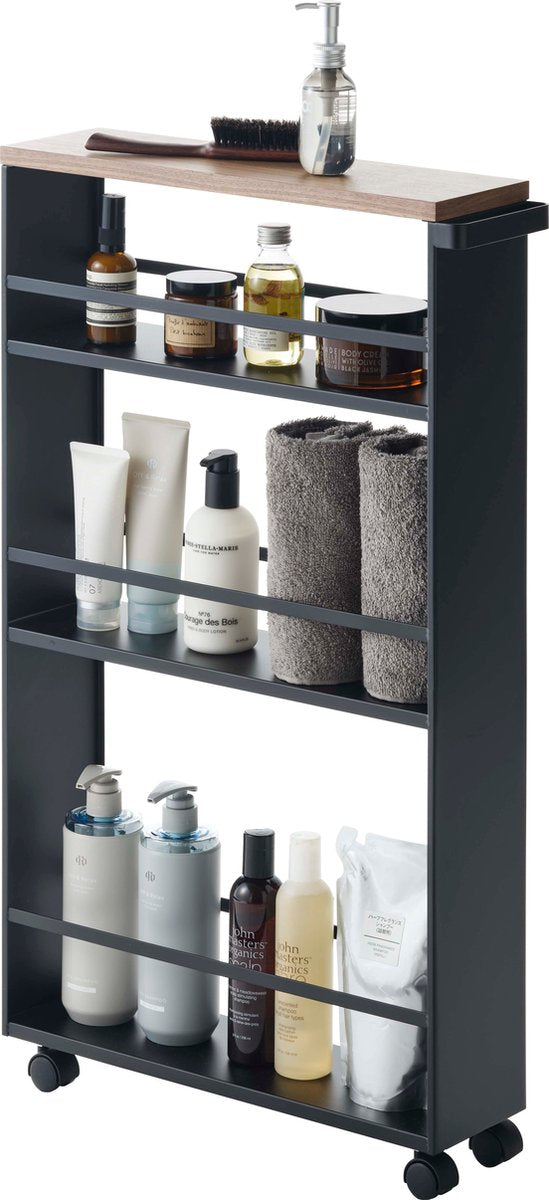 Yamazaki smalle trolley voor keuken of badkamer - tower - zwart