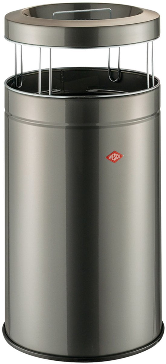 Wesco staande asbak big ash met zeef | 120 liter | metaal - grafiet | afvalbak met asbak staand - made in germany