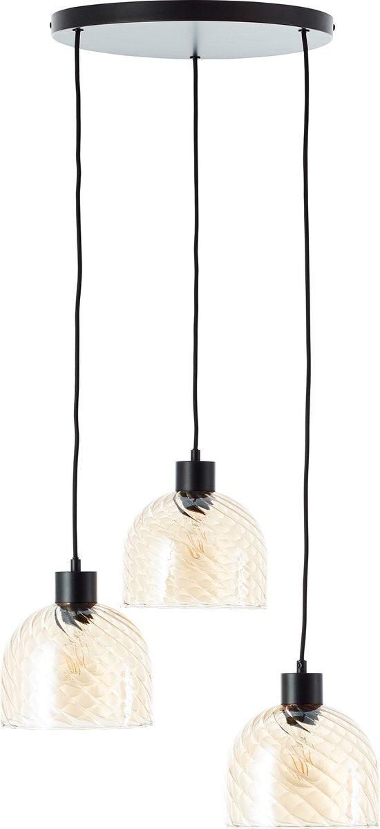 Brilliant casto - lámpara colgante - 3 luces - e27 max 3x25w - cristal - ámbar - negro