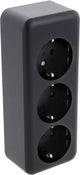 Enchufe Q-link | construcción | 3 veces | con tierra protectora | alargado | negro - 00.945.55
