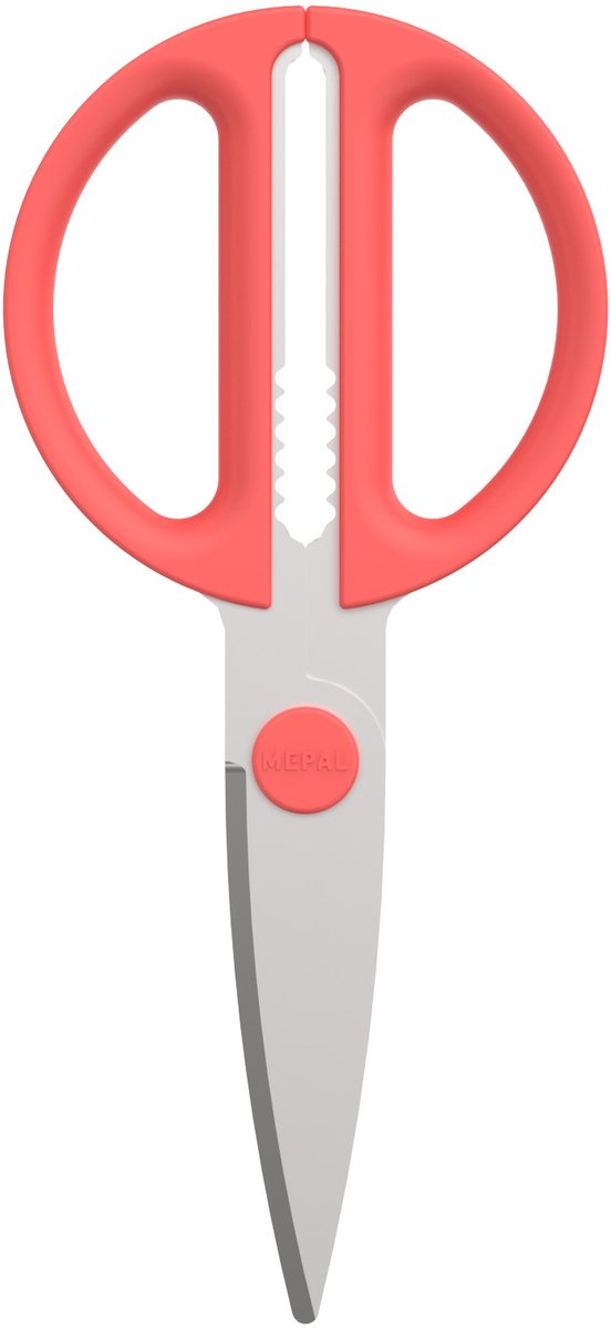 Mepal scissors chef it - kitchen scissors - extra function for cracking nuts or opening a shell - ergonomic handle - kitchen utensils - coral