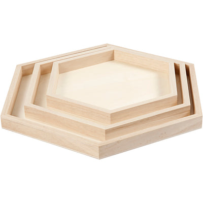 Creativ Company Bandejas de madera diversa, conjunto de 3
