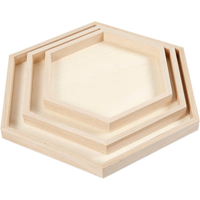 Creativ Company Bandejas de madera diversa, conjunto de 3