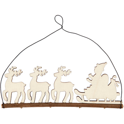 Creativ company Decoración navideña, Papá Noel con reno, al: 8 cm, fondo: 0,5 cm, ancho: 22 cm, 1 pieza