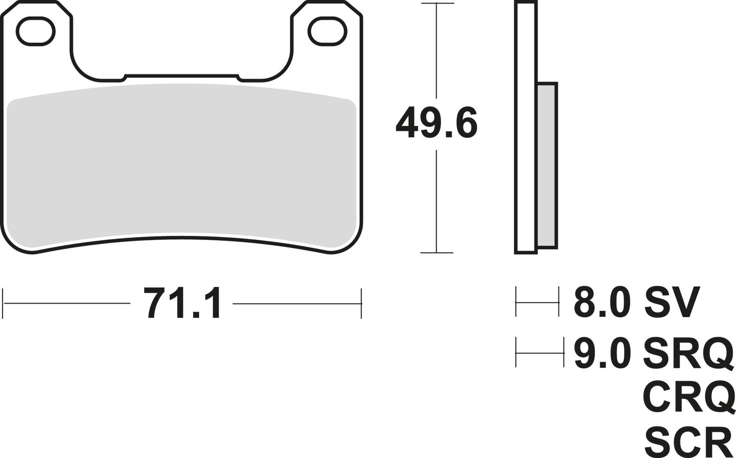 TRW Brake Pad MCB 752 TRQ SINT. Racing metal