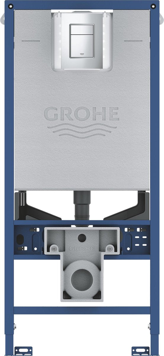 Set installazione Grohe Rapid SLX 3 in 1 - cassetta da incasso 1,13 m per WC sospeso - con piastra di comando skate cosmopolitan s, lavello universale, piastra di comando, gestore di flusso, supporti a parete e presa - 39603000