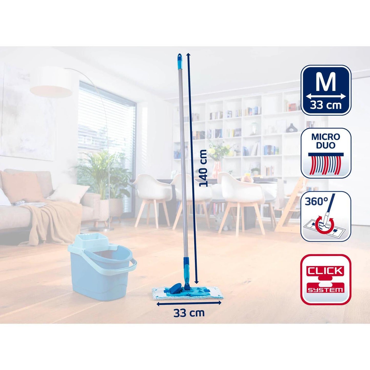 Leifheit Leifheit 55511 PowerClean Floor Wiper M 33 con 140 cm