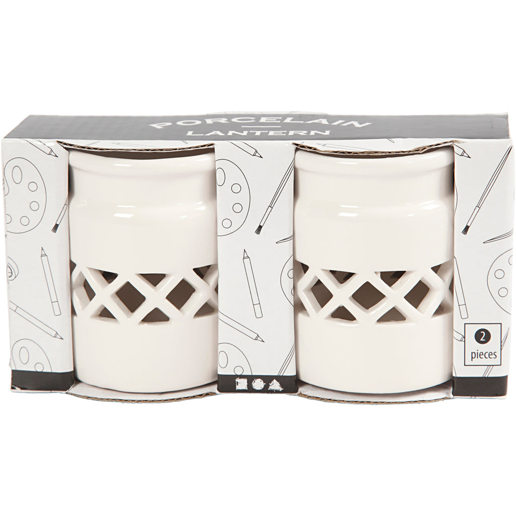 Creativ company lantern, h: 8 cm, d 6.2 cm, white, 2 pieces 1 box