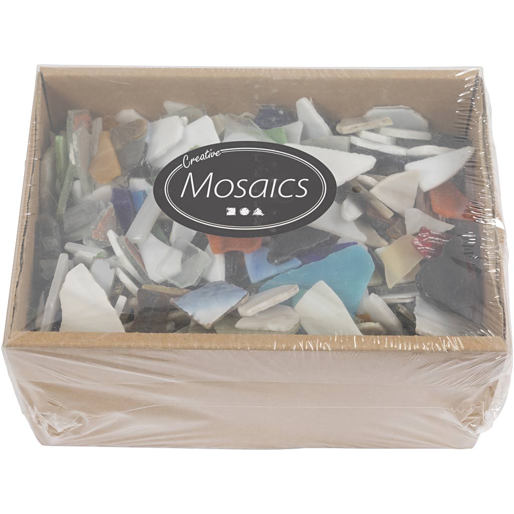 Mosaico aziendale Creativ, misura 8-20 mm, spessore 2-3 mm, il contenuto può variare, vari colori, 2 kg 1 scatola