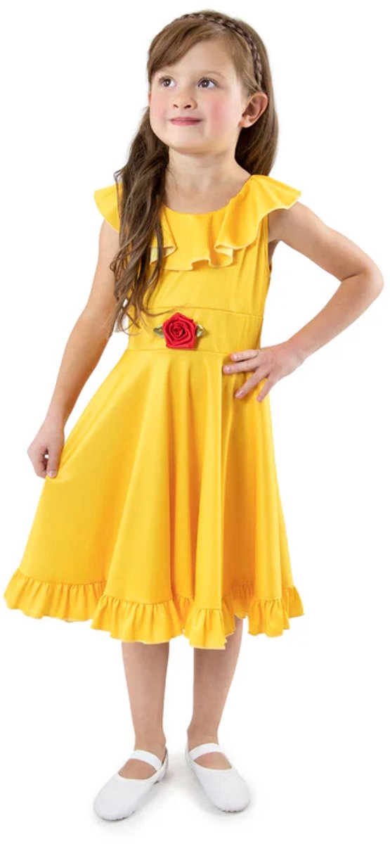 Pequeñas aventuras - vestido amarillo de belleza con giro – talla (128-134)
