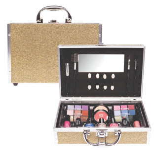 Maleta de maquillaje mediana dorada