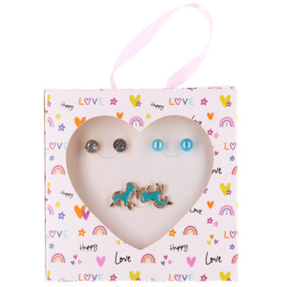 Set pendientes Happy love caballos azules 3 piezas