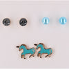 Set orecchini Happy Love cavalli blu 3 pezzi