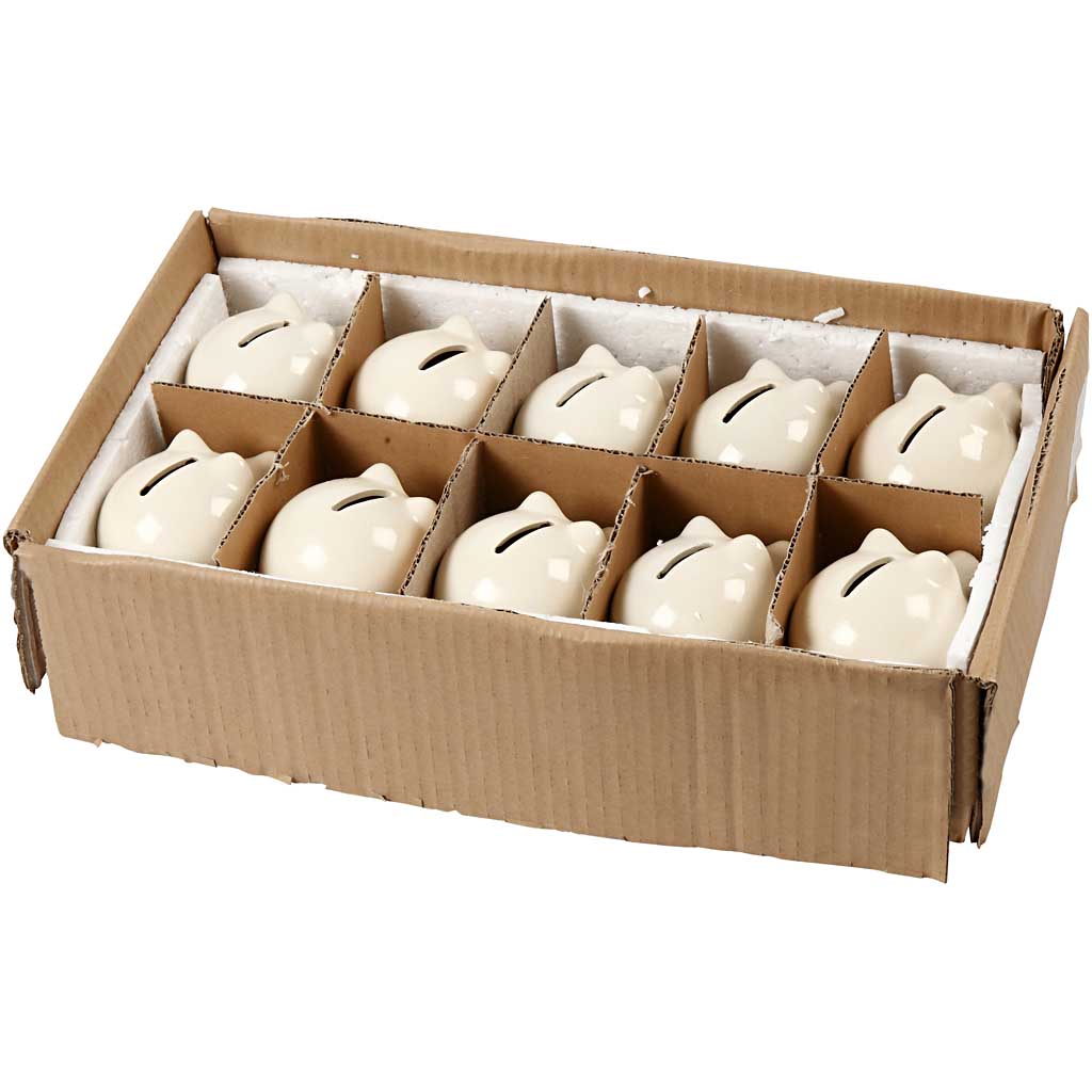 Salvadanaio Creativ Company, h: 8 cm, l: 8,5 cm, bianco sporco, 10 pezzi 1 scatola