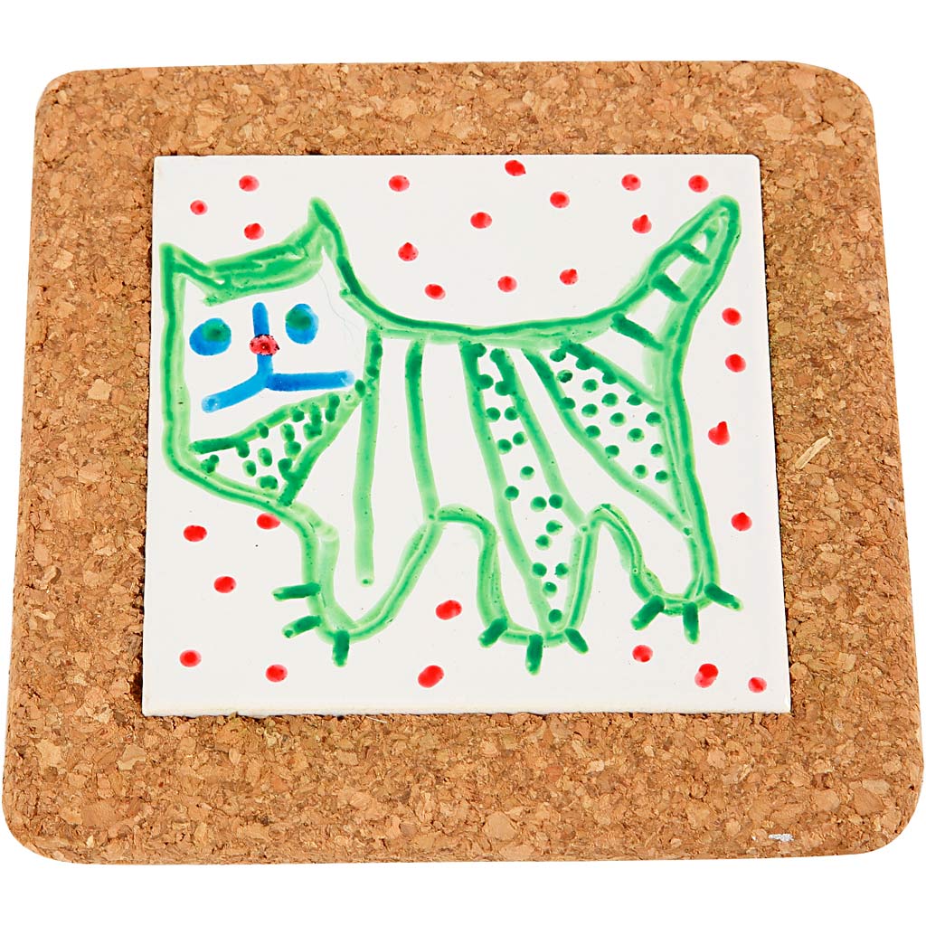 Creative Company Coaster con cornice di sughero, dim 15.5x15.5x1 cm, bianco, 10 pezzo 1 scatola