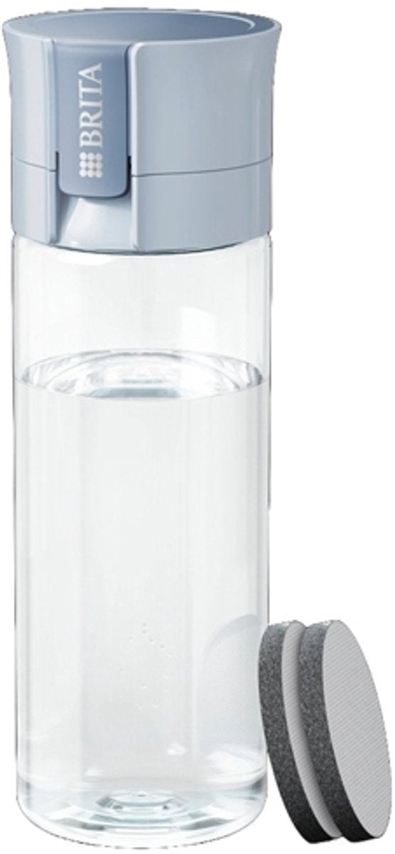 Brita - drinkfles vital voor volwassenen - 0,6l - lichtblauw - inclusief 2 microdisc filterpatronen - ideaal voor drinkflessen