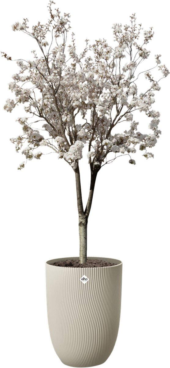 Elho sereh high 40 - macetero para interior exterior - plástico 100% reciclado - ø 39 x h 53,4 cm - beige hongo