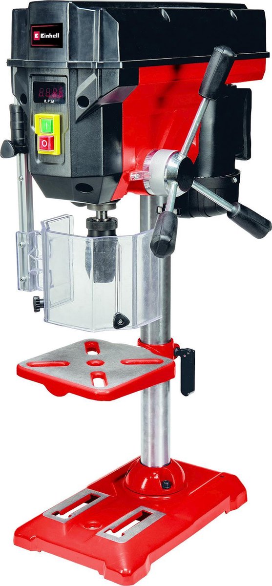 Taladro de columna Einhell te-bd 550 e - 550 w - 450-2.500 t min - b16 - portabrocas sin llave: ø1-13 mm - máx. profundidad de perforación: 60 mm - mesa de perforación: 170x170 mm - la mesa de perforación es inclinable, giratoria y regulable en altura