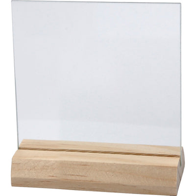 Piatto in vetro Creative Company con base in legno, misura 7,5x7,5 cm, spessore 28 mm, 10 set 1 scatola