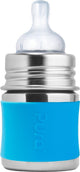 Pura teat bottle 150 ml - plastic-free - drinking bottle - prevents stomach cramps - dishwasher safe - including silicone teat, travel cap and sleeve - top is interchangeable - versatile - aqua