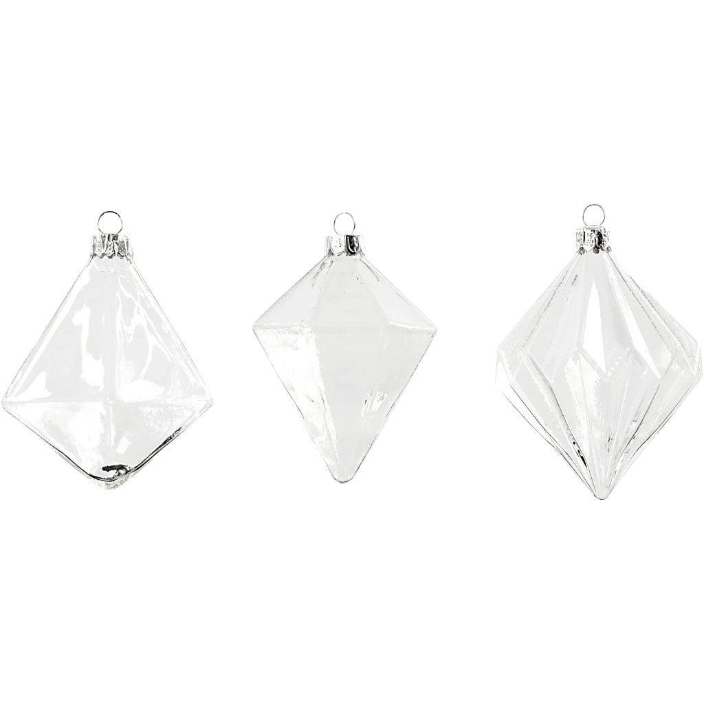 Soprammobili in vetro Creativ company, h: 9,6+9,8+10,5 cm, d 7+7,9+8 cm, trasparente, 3 pezzi 1 scatola