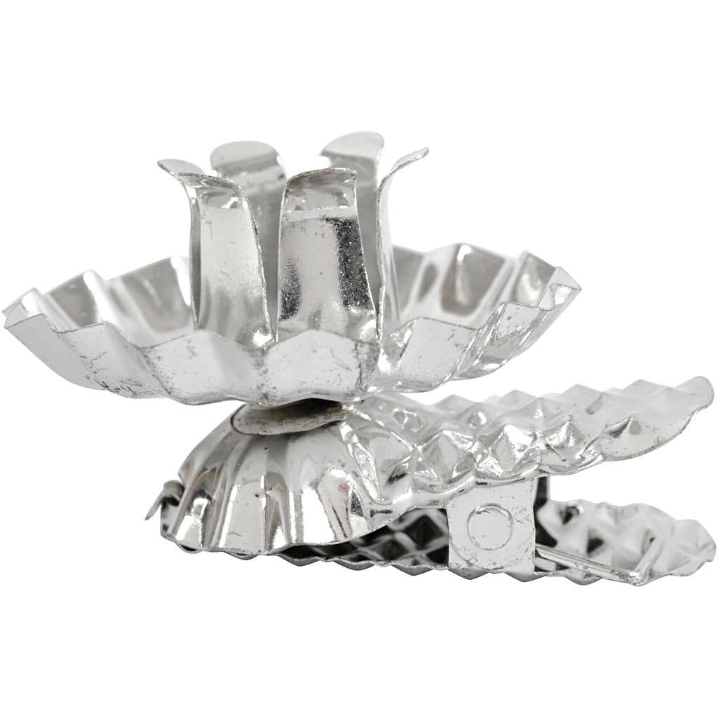 Portacandele Creative Company a morsetto, d 40 mm, placcato argento, 8 pezzi 1 scatola