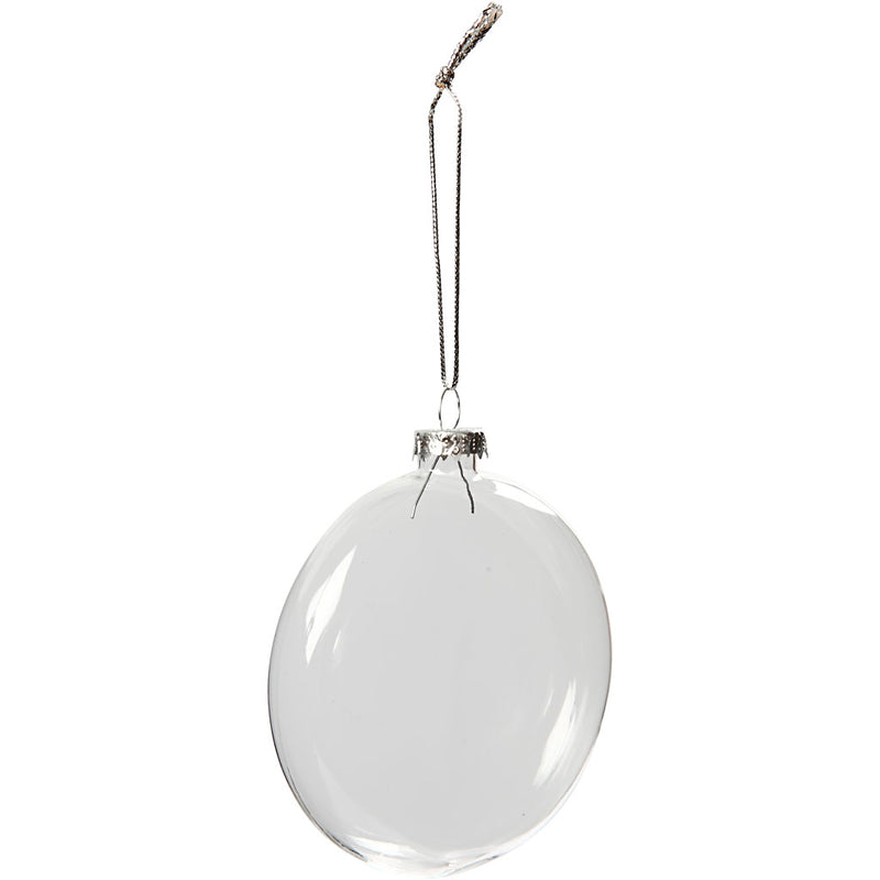 Bola de Navidad de cristal plano Creativ company, d 8 cm, grosor 2,1 cm, 6 piezas 1 caja
