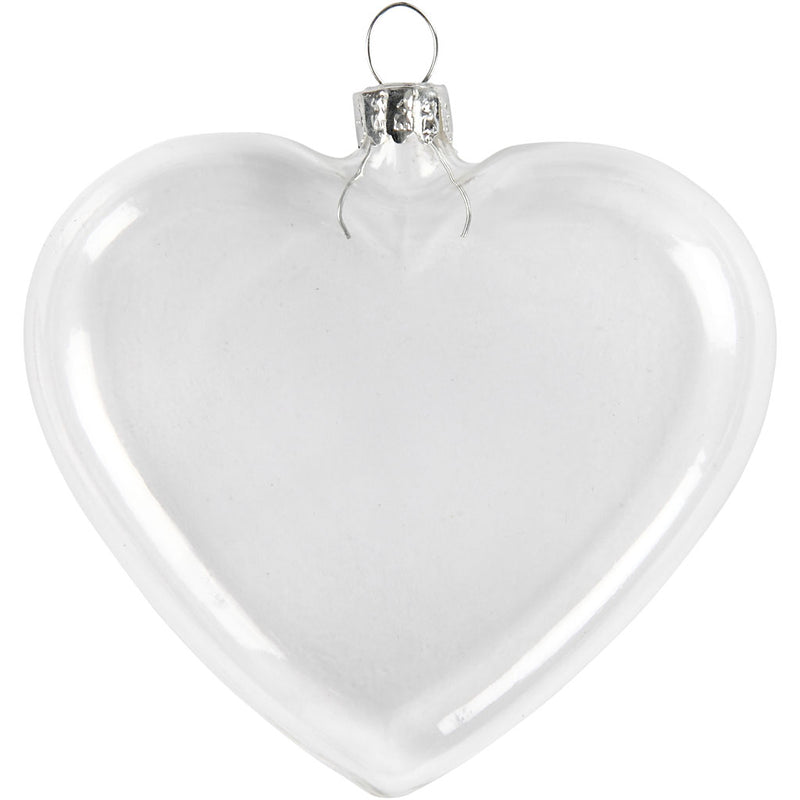 Creative Company Flat Glass Heart, H: 9 cm, B: 7,8 cm, spessore 2,1 cm, 6 pezzi 1 scatola