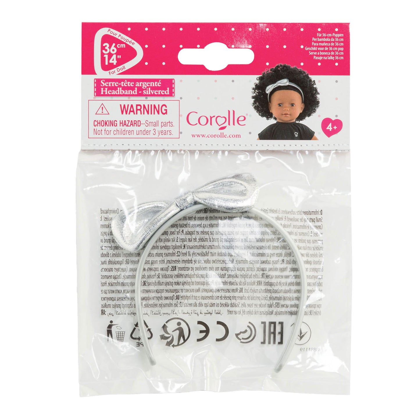 Corolle MA Banda per capelli con arco d'argento, 36 cm