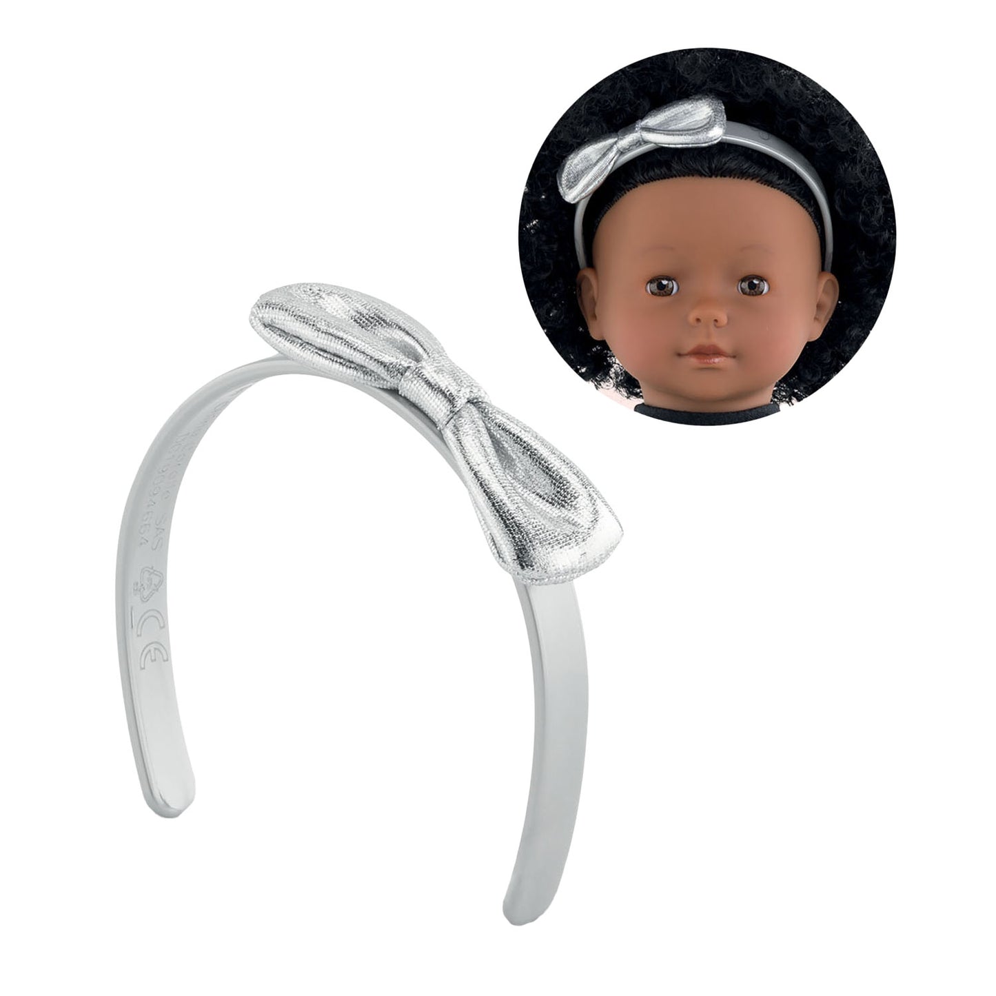 Corolle MA Banda per capelli con arco d'argento, 36 cm