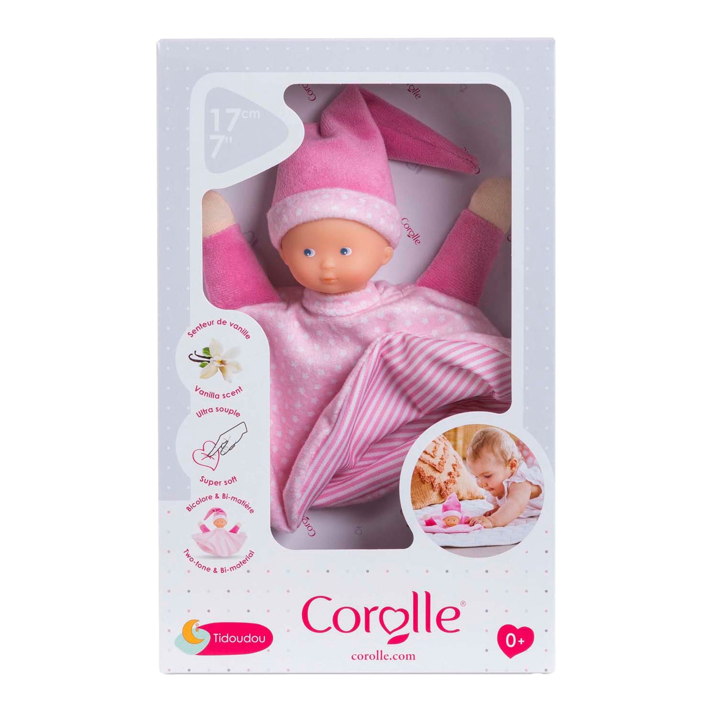 Corolle Ticoudou - tela de abrazo rosa, 17 cm