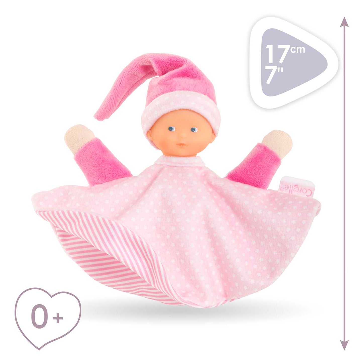 Corolle Tidoudou - pink cuddle cloth, 17 cm