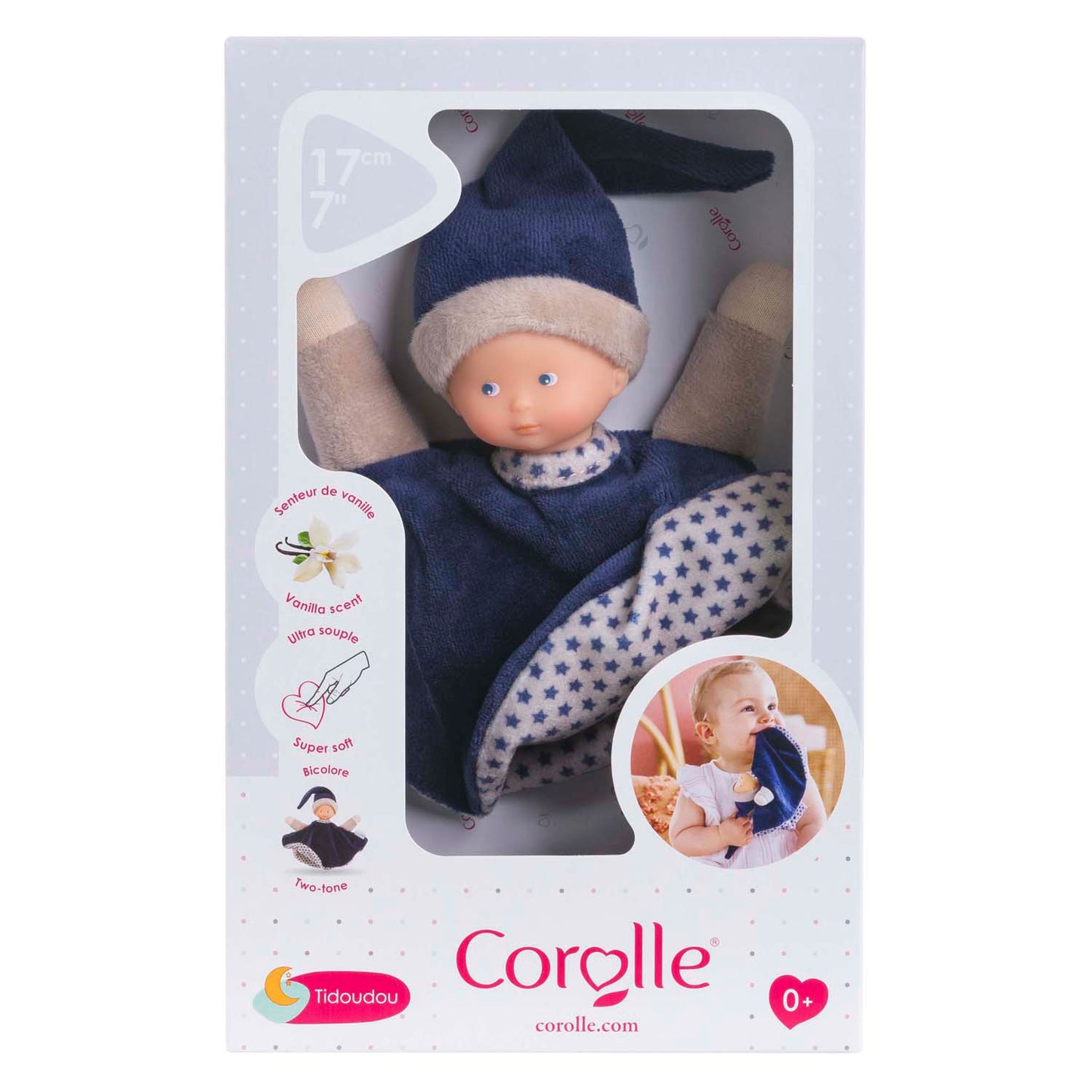 Corolle Tidoudou - Navy Blue Cuddle Cloth, 17 cm