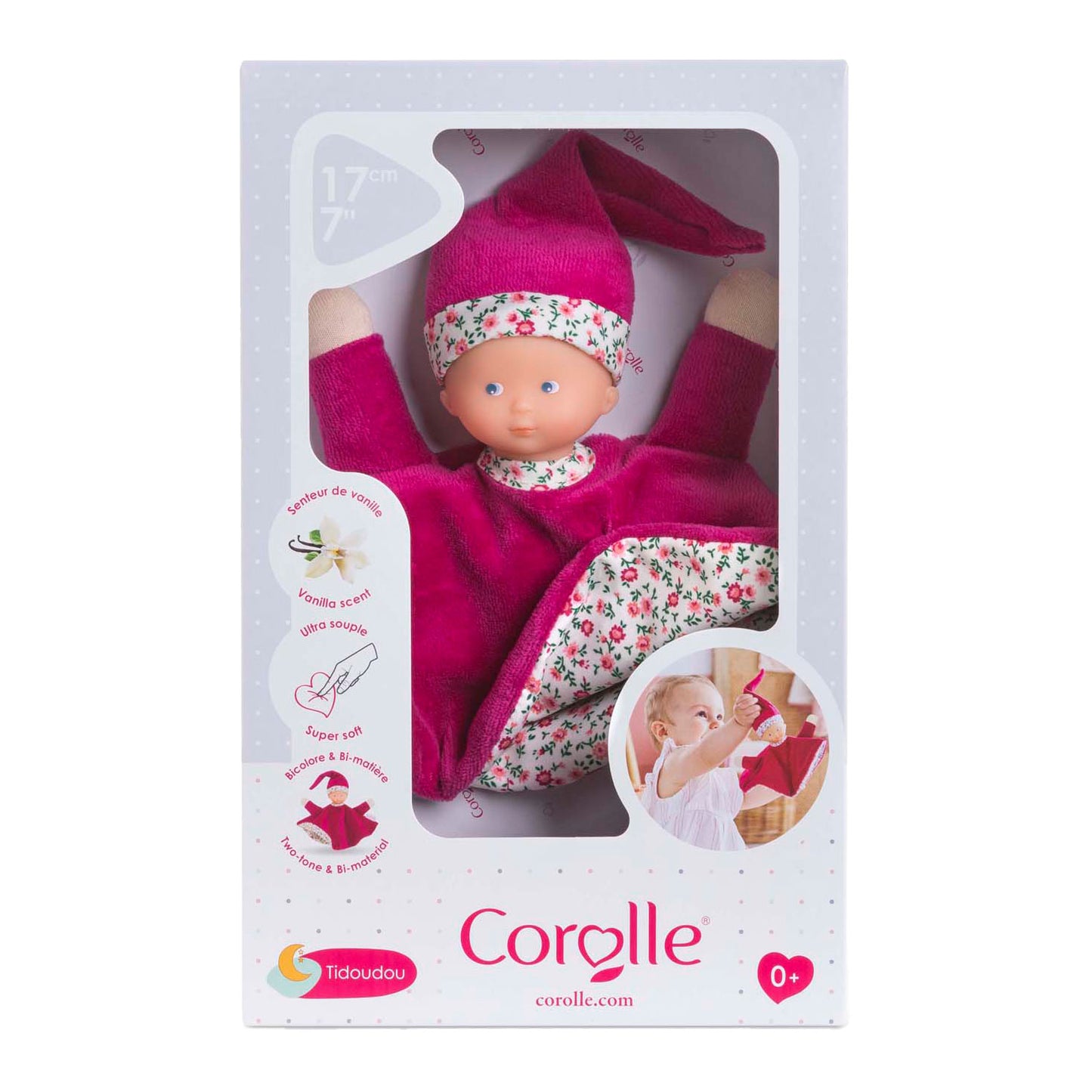 Corolle Tidoudou - panno di coccole di granadina rosa, 17 cm