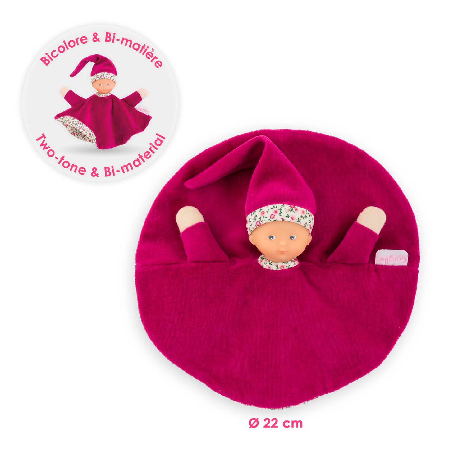 Corolle Tidoudou - panno di coccole di granadina rosa, 17 cm