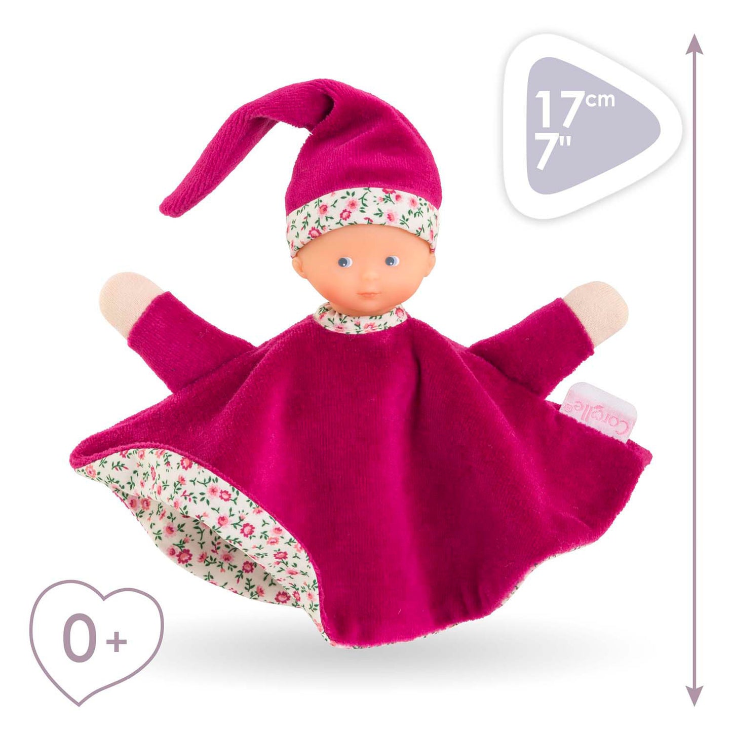 Corolle Tidoudou - panno di coccole di granadina rosa, 17 cm