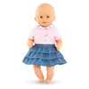 Gonna corolle con volant e maglietta per bambola per bambini, 30 cm.