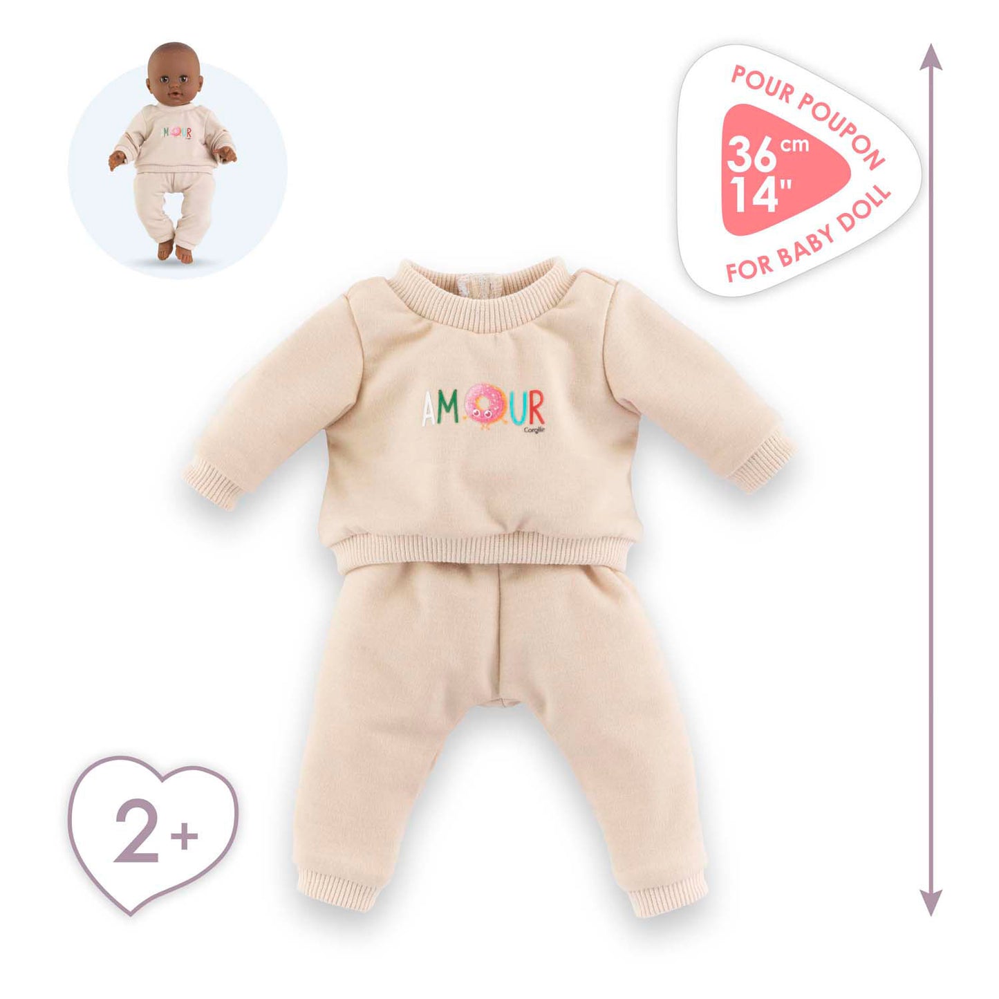 Traje de seguimiento de beige de corolle para baby pop, 36 cm