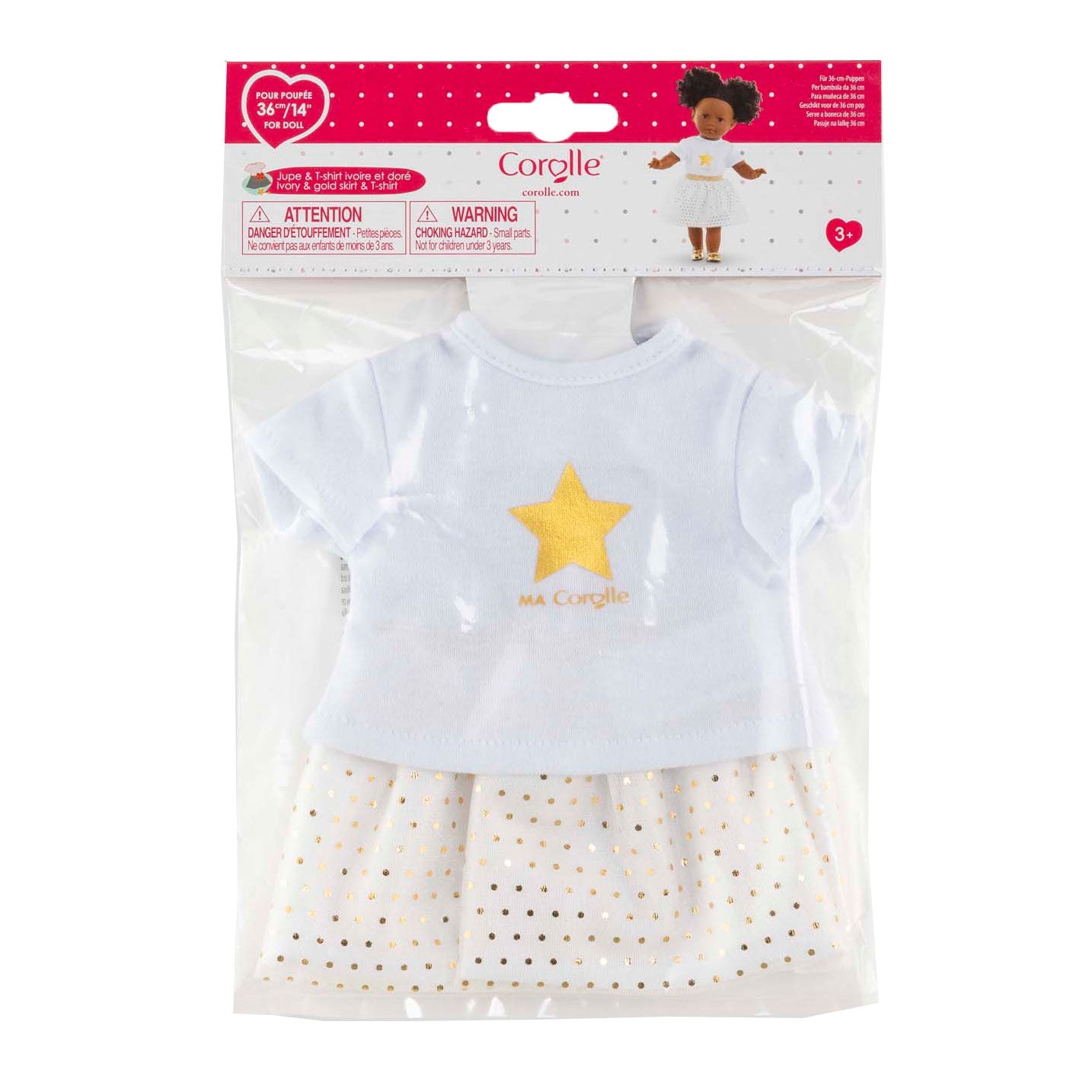 Conjunto de falda y top Corolle para muñecas de 36 cm - oro marfil