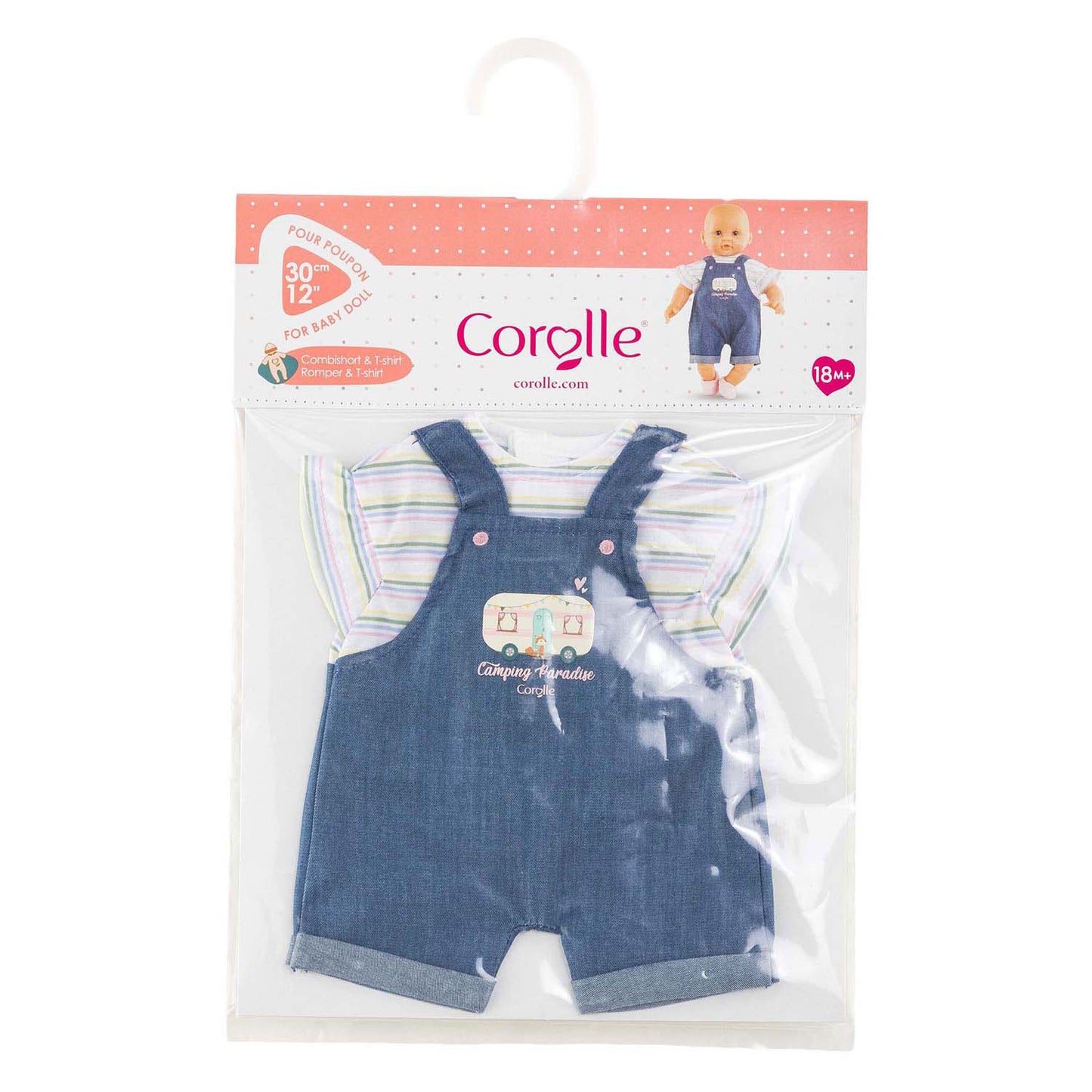 Salopette jeans Corolle con t-shirt piccolo esploratore - 30 cm