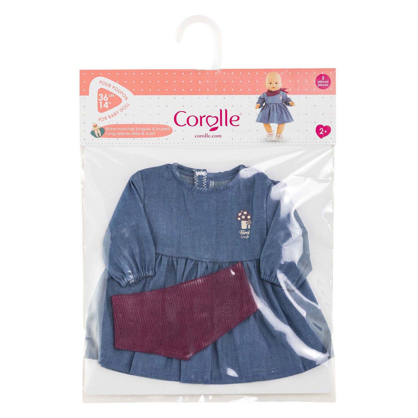 Corolle doll jeans dress with scarf little explorer - 36cm