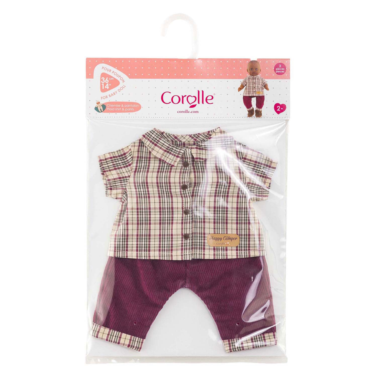 Camicia Corolle a quadri con pantalone piccolo esploratore - 36 cm