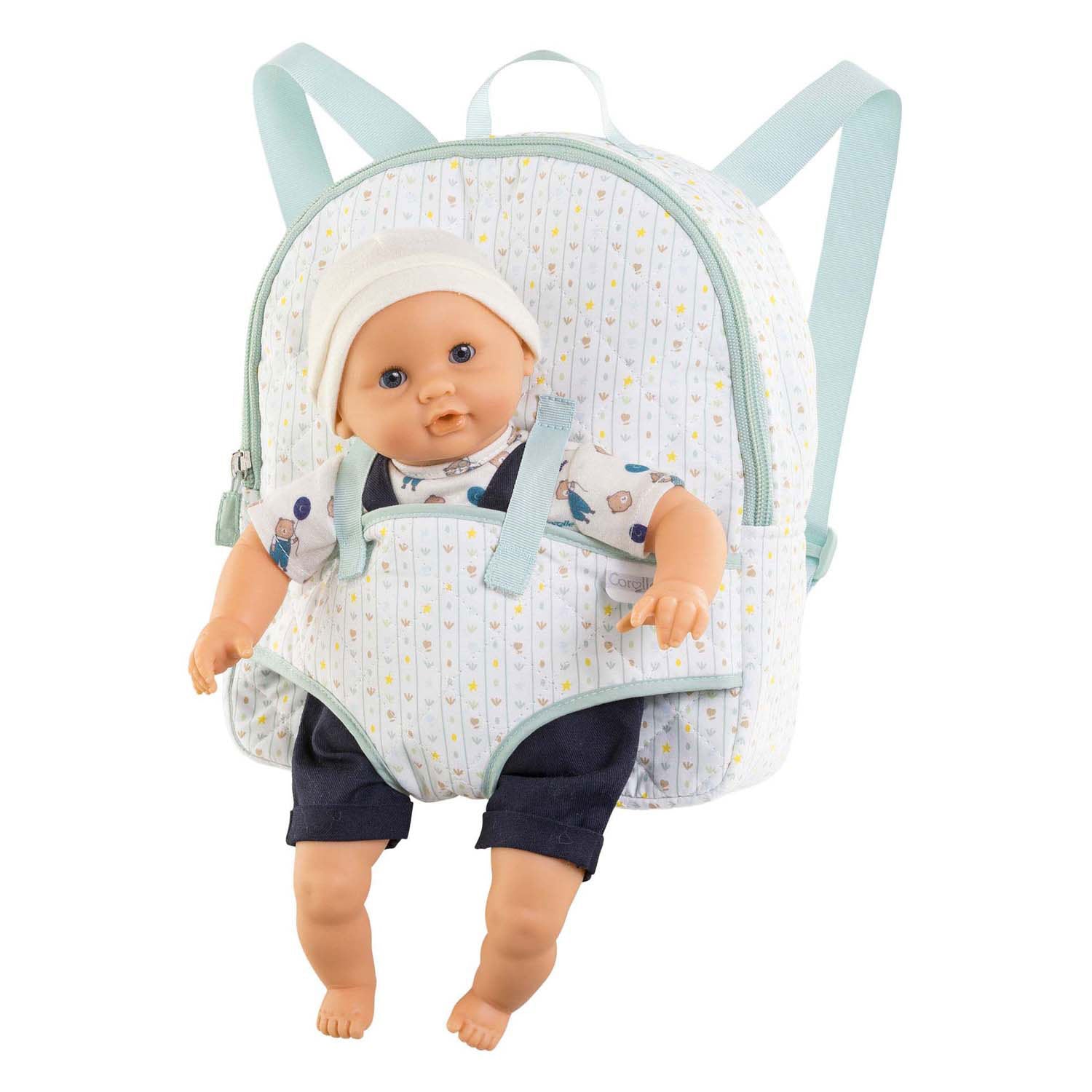Mochila infantil Corolle estrellas con función de bolsa de transporte para muñecas - 30cm