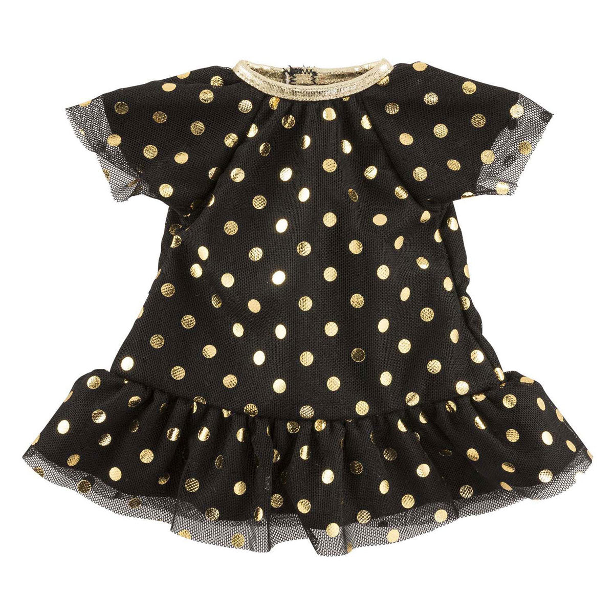 Corolle ma black doll dress with gold dots - 36cm