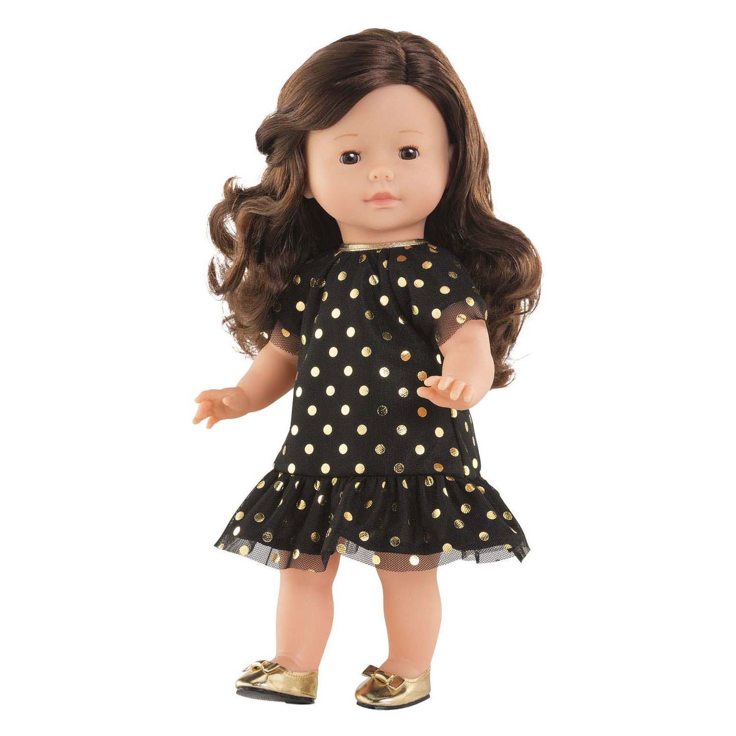 Corolle ma black doll dress with gold dots - 36cm