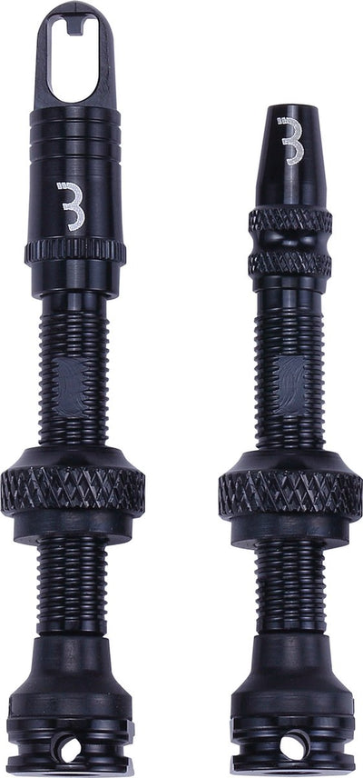 Bbb cycling tubeless valve set for mtb and racing bike - aluminum tubeless valve - al valves - 40 mm - black - bti-160