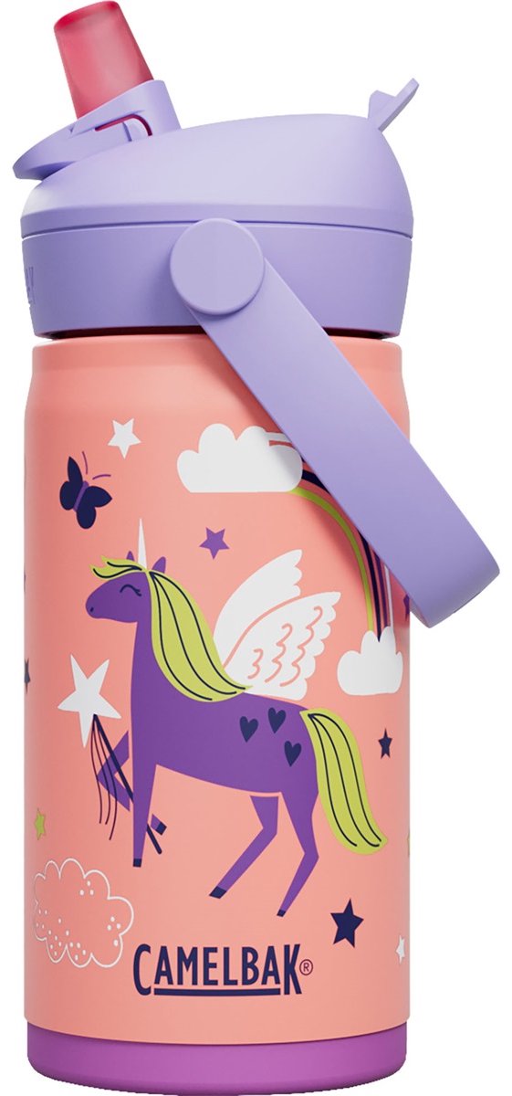 Camelbak thrive flip straw drinkfles kids - 350 ml - rvs - met rietje - isolatie waterfles - roze